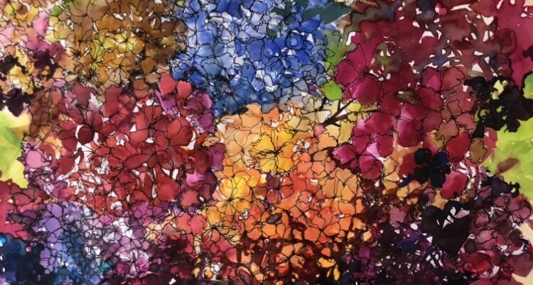 Mixed Media Flower Painting: Hydrangeas