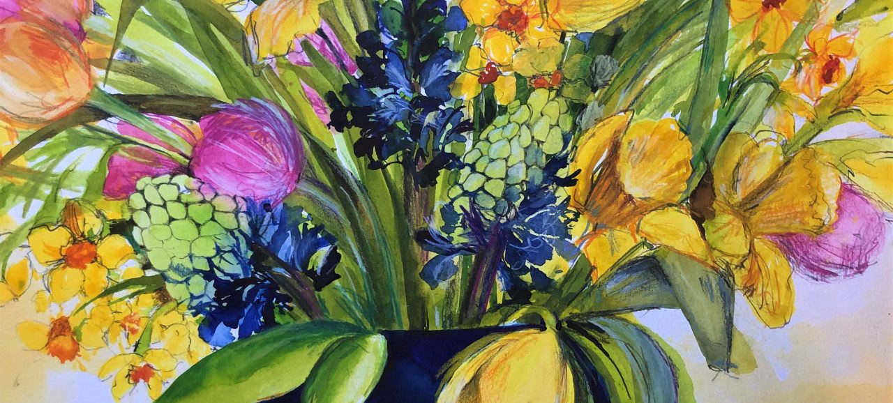 Mixed media painting Workshop  – Spring Flowers