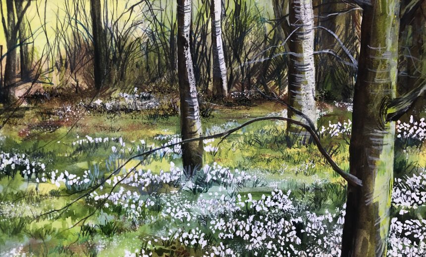 MIXED MEDIA PAINTING Cedar Farm, Arts, Craft, Shopping