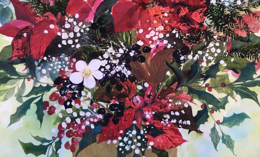 MIXED MEDIA PAINTING Workshop FESTIVE FLOWERS and FOLIAGE